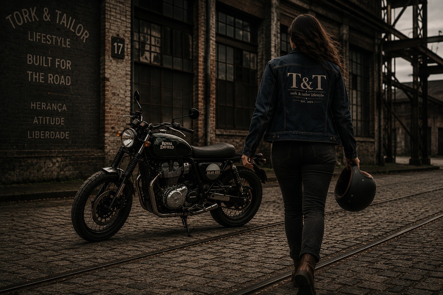 Classic motorcyclist overlooking a coastal road